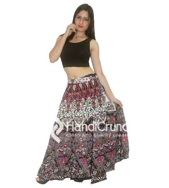 Cotton Handmade Star Ombre Mandala Print Floor Length Long Skirts
