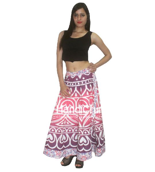 Cotton shaded designer rapron skirt, Feature : Handmade Ombre Mandala