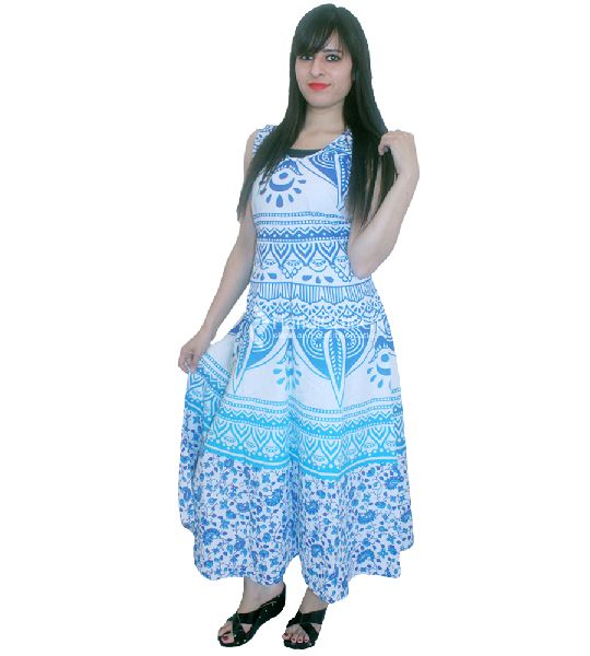 Sky Blue Bohemian Ombre Print Casual Sleeveless Evening Prom Gowns Maxi Dress