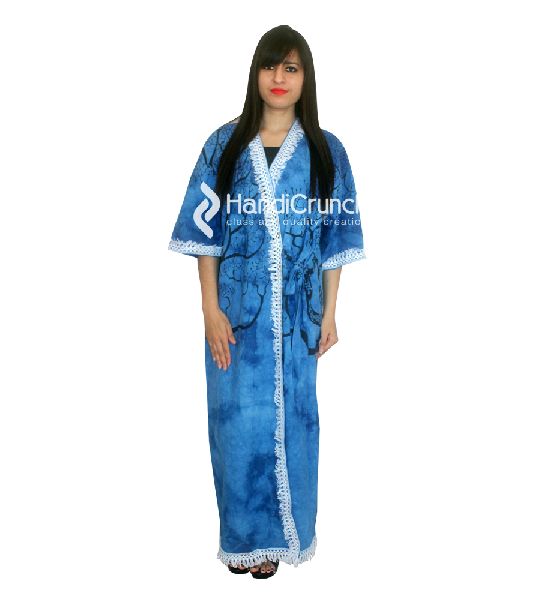Womens Cotton tree printed bath robe night dress