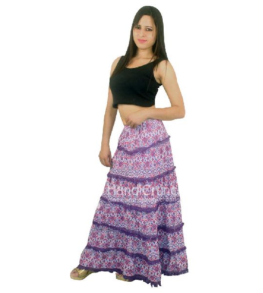 Women's Long Pink Bohemian Style Gypsy Boho Hippie Skirt