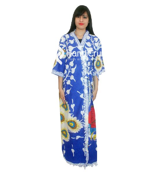 Peacock printed gown bath robe, Gender : Female