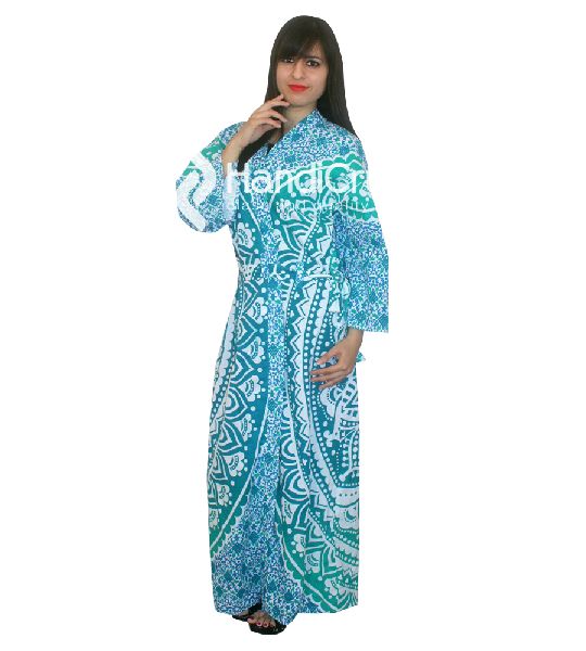 womens cotton mandala long bathrobe