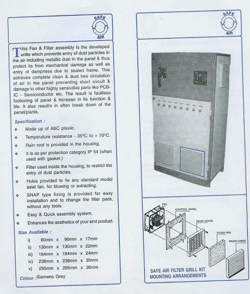 control panel dust filters 4 INCH 120X120X38