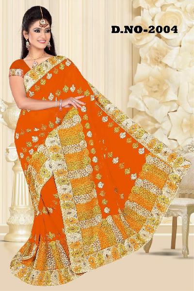 Aarya Ethnics Lace border Embroidered Georgette Net Fabric Saree_DN-2004-A