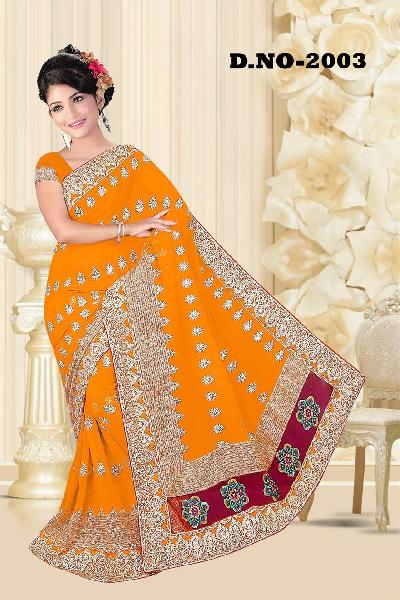 Aarya Ethnics Lace border Embroidered Georgette Net Fabric Saree_DN-2003-C