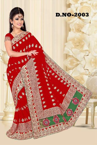 Aarya Ethnics Lace border Embroidered Georgette Net Fabric Saree_DN-2003-A