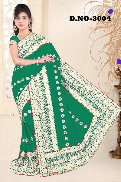 Aarya Ethnics Embroidered Georgette Saree_DN-3002-A, Gender : Woman
