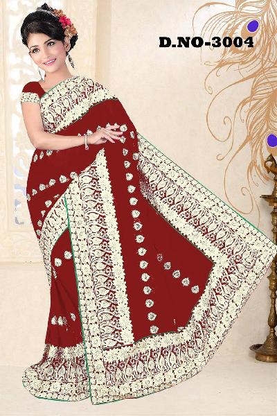 Aarya Ethnics Georgette Embroidered Sarees., Gender : Woman