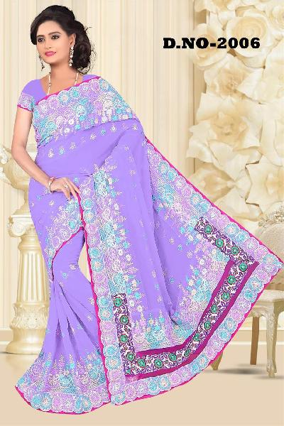 Aarya Ethnics Georgette Embroidered Sarees_DN-2006-D, Gender : Woman