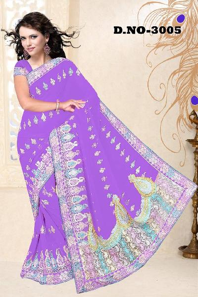 Aarya Ethnics Embroidered Georgette Saree_DN-3005-C, Gender : Woman