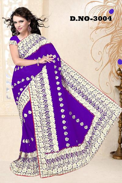 Aarya Ethnics Embroidered Georgette Saree_DN-3002-D, Gender : Woman