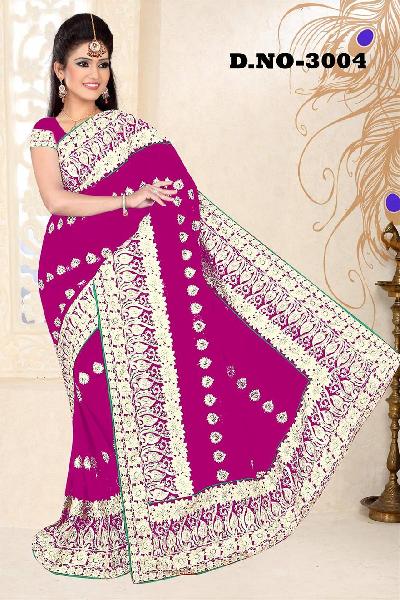 Aarya Ethnics Embroidered Georgette Net Saree_DN-3002-C