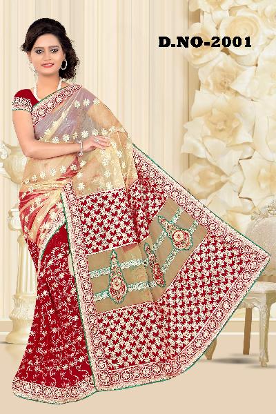 Aarya Ethnics Lace border Embroidered Georgette Net Fabric Saree_DN-2001-A