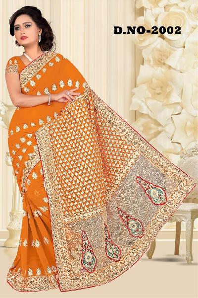 Aarya Ethnics Lace border Embroidered Georgette Net Fabric Saree_DN-2002-A