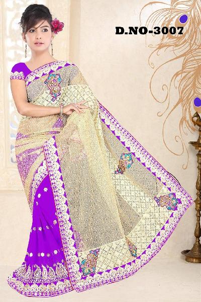 Aarya Ethnics Embroidered Georgette Saree_DN-3007-A, Gender : Woman