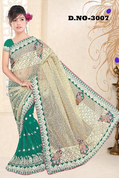 Aarya Ethnics Embroidered Georgette Saree_DN-3007-B, Gender : Woman