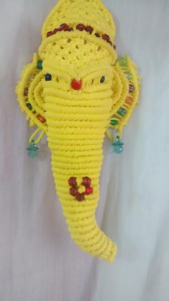 Rachna creations micron thread Macrame Ganesha Wall Hanging, Color : yellow