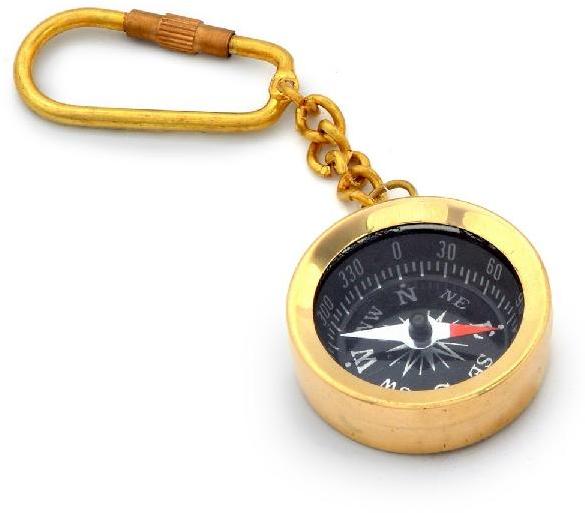 Little India Antique Brass Handcrafted Compass in Keychain