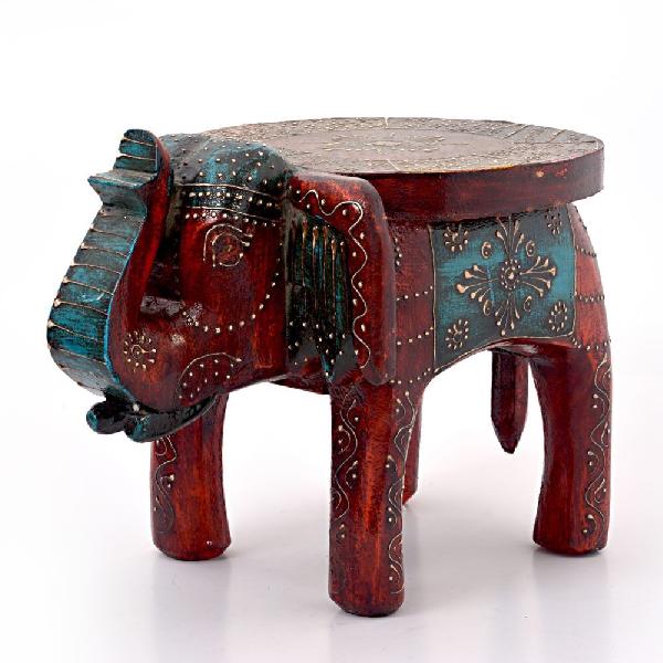 Little India Designer Wooden Elephant Stool Handicraft Gift
