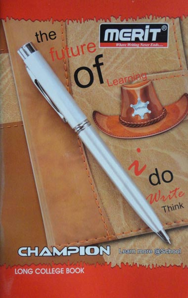 Merit Rectangular Staple Long Champion Notebook, for School, Cover Material : Paper