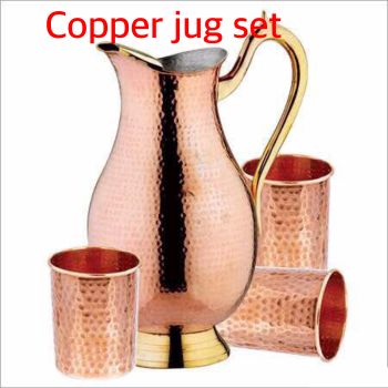 Copper Jug &amp;amp; Glass Set