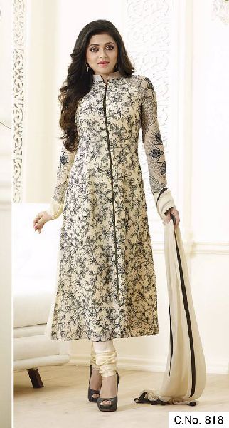 Cream Georgette Embroidery salwar suit