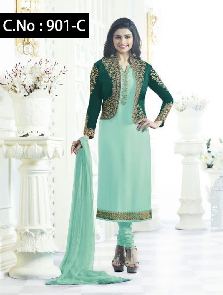 designer green Straight cut Salwar suit