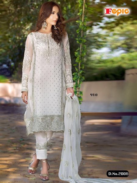designer off white Straight cut Salwar suit