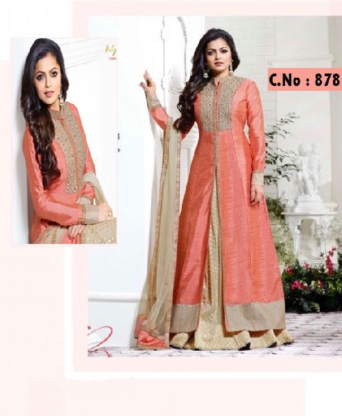 designer peach indowestern