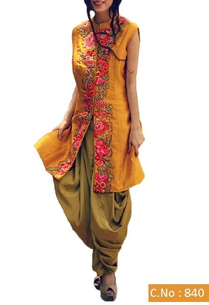 designer yellow Patiyala Embroidery salwar suit