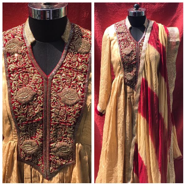 Anarkali Dress, Color : golden red