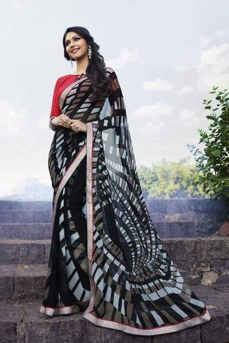 Black Georgette printed saree