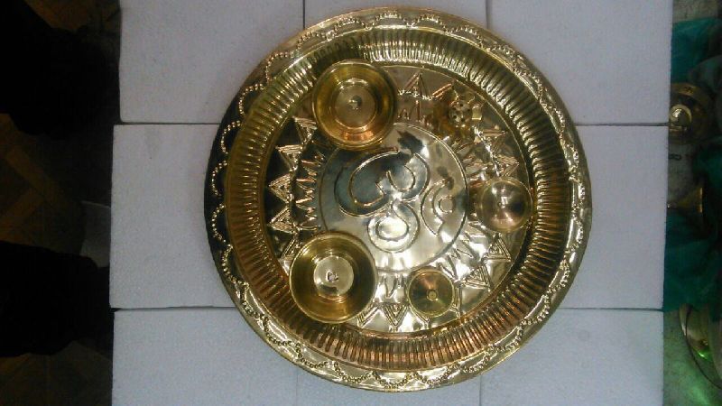 Round Polished Brass Pooja Items, for Home, Temples, Style : Royal