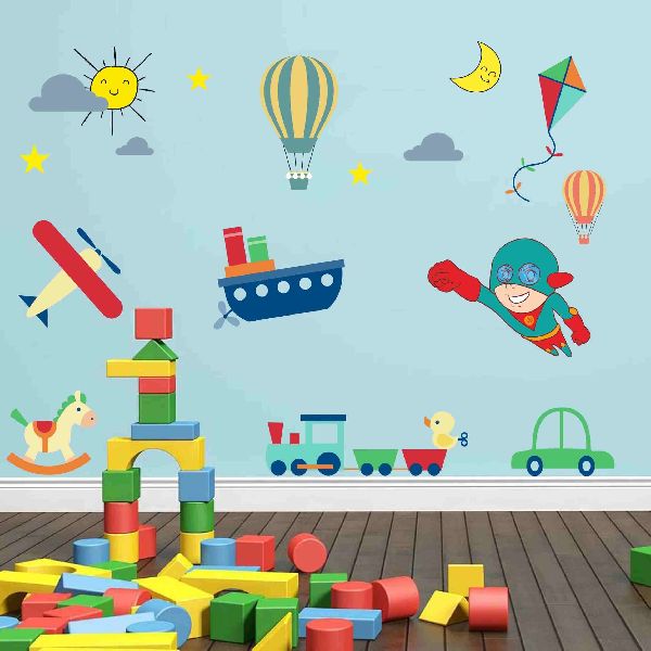 Decor Kafe Kids Playing Wall Sticker, Color : multicolor