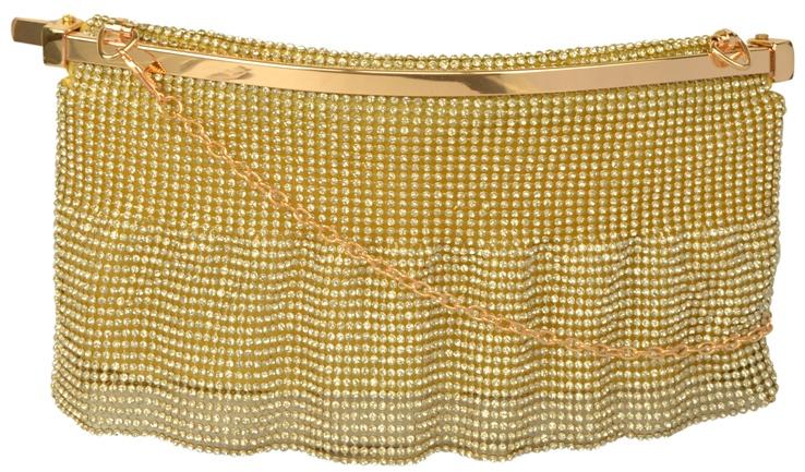 VAGO124 Golden Beaded Sling Bags