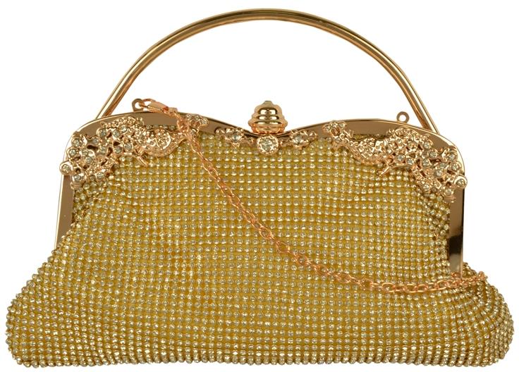 VAGO128 Golden Beaded Sling Bags