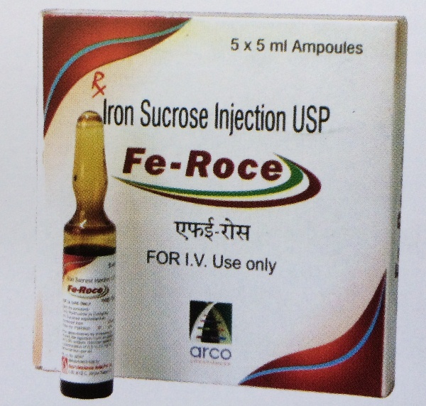 FE-ROCE iron sucrose injection, Packaging Type : 5ML AMPOULE