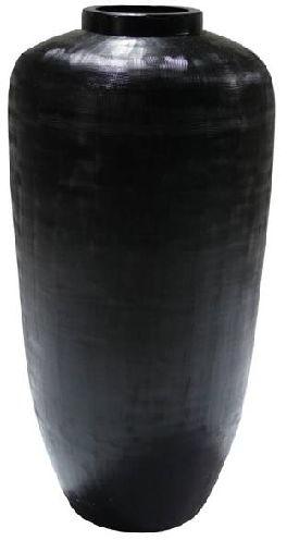 Black Mesh cut glass vase