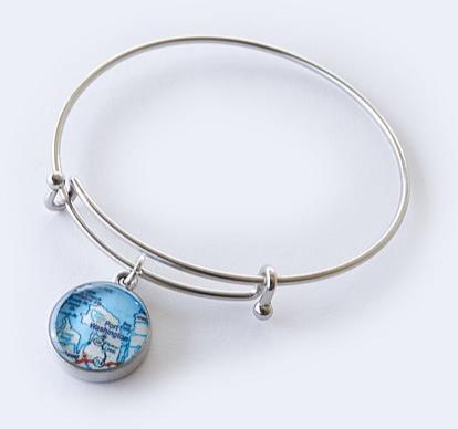 Custom Map Coordinates Bangle Bracelet