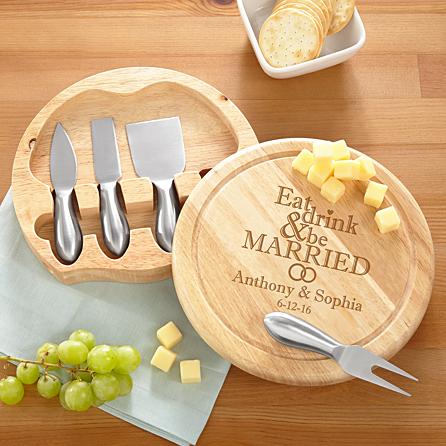 Eat Drink & Be Married Round Cheese Board Set