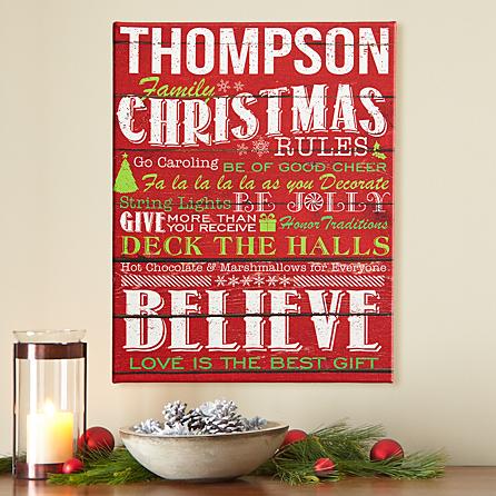 Family Christmas Rules Canvas