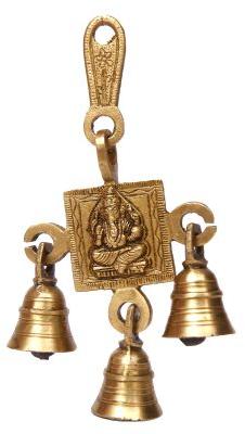 Brass Ganesha Wall Hanging With Bells