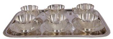 Silver Cup Set With Tray