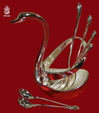 Silver Plated Duck Shaped Spoon Stand