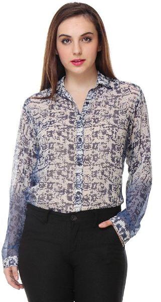 Georgette Ladies Shirts, Size : Small, Medium, Large, Xtralarge