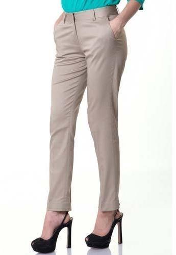Plain Cotton Fabric Ladies Formal Pants, Waist Size : 26-34 Inch