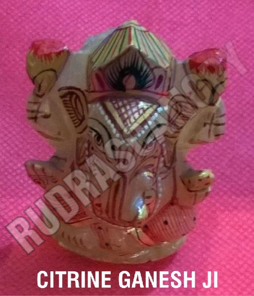 Pale Yellow Rudrascanopy Citrine Ganesh Ji Statue, for Healing Crystals, Certification : Online certified