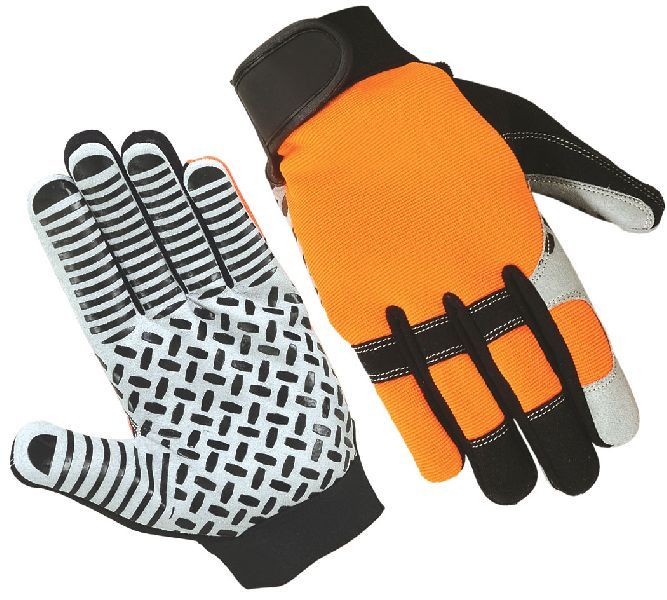 Mechanic Gloves / Oil and Gas Industries Gloves / Silicon Printed Palm/ Non Slip Mechanic Gloves