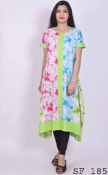 Asymmetric tunic dress tie and dye